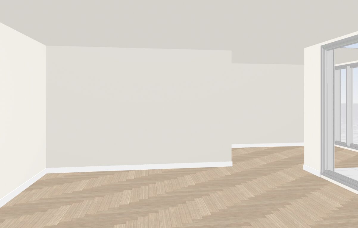 3D Vorher-Ansicht – Ausgangszustand einer Immobilie vor dem Home Staging durch raumcouture