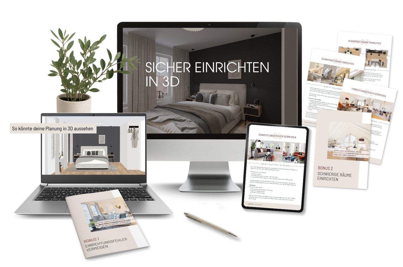 3D Raum-Mockup mit Schatten – Einrichtungsvisualisierung von raumcouture